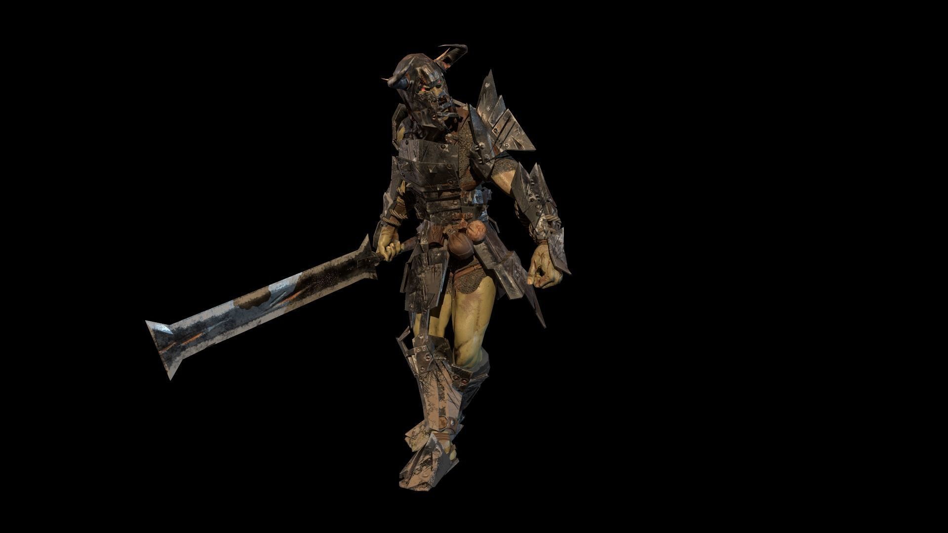 Ork fighter Low-poly 3D model_2