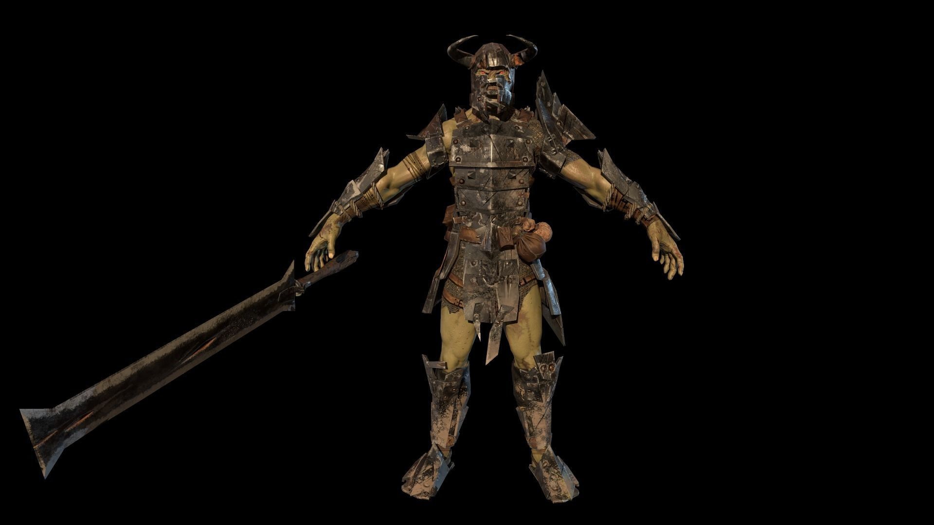 Ork fighter Low-poly 3D model_14