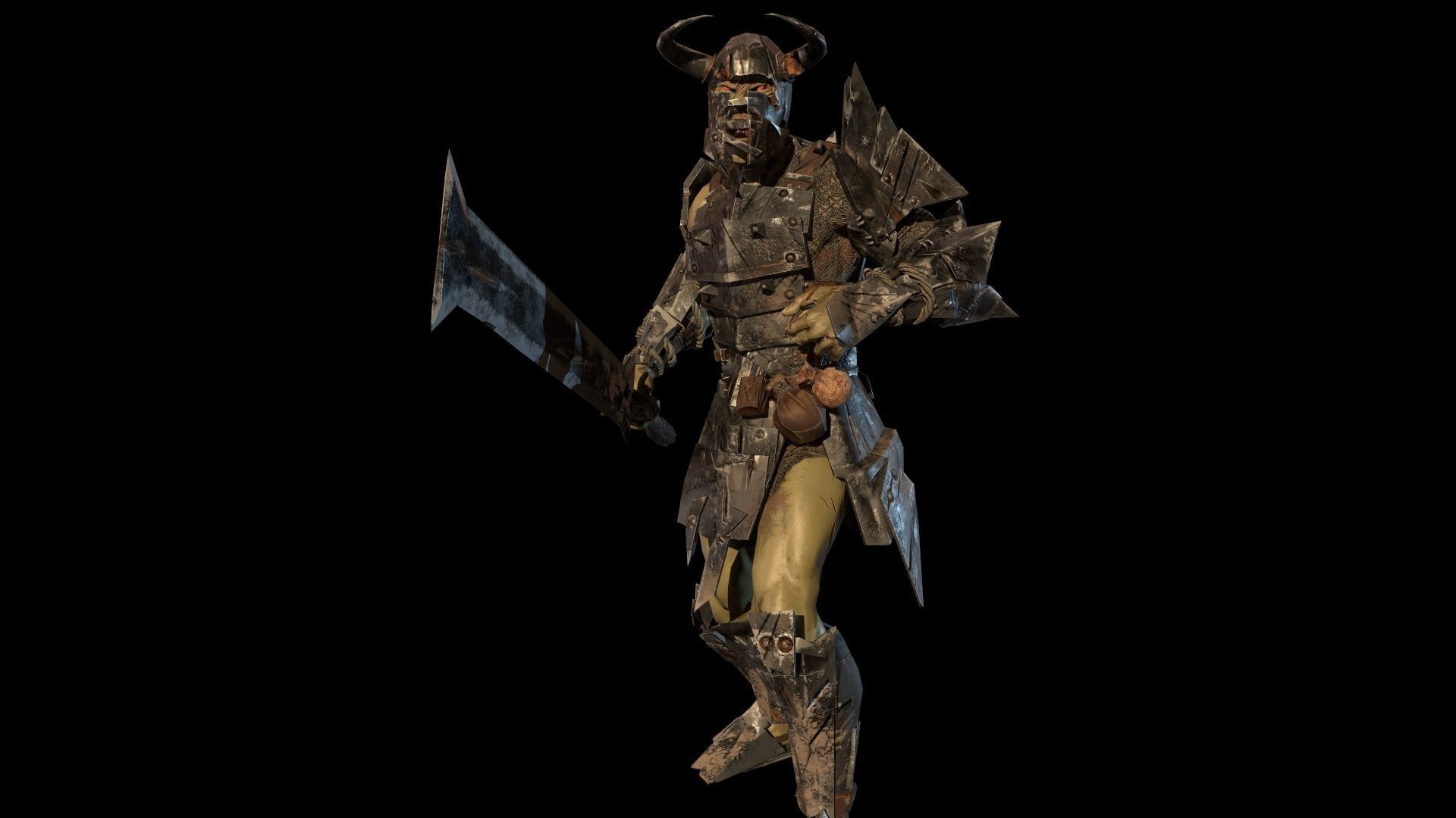 Ork fighter Low-poly 3D model_4