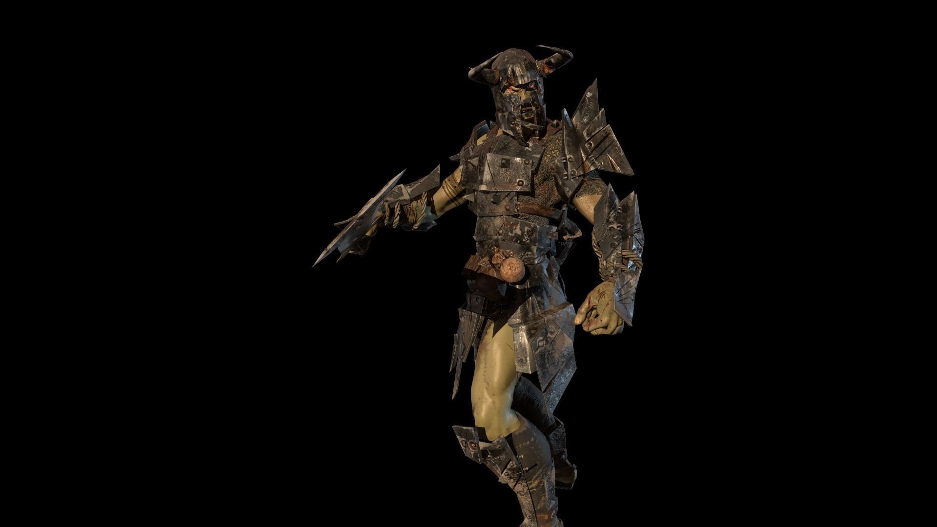 Ork fighter Low-poly 3D model_3