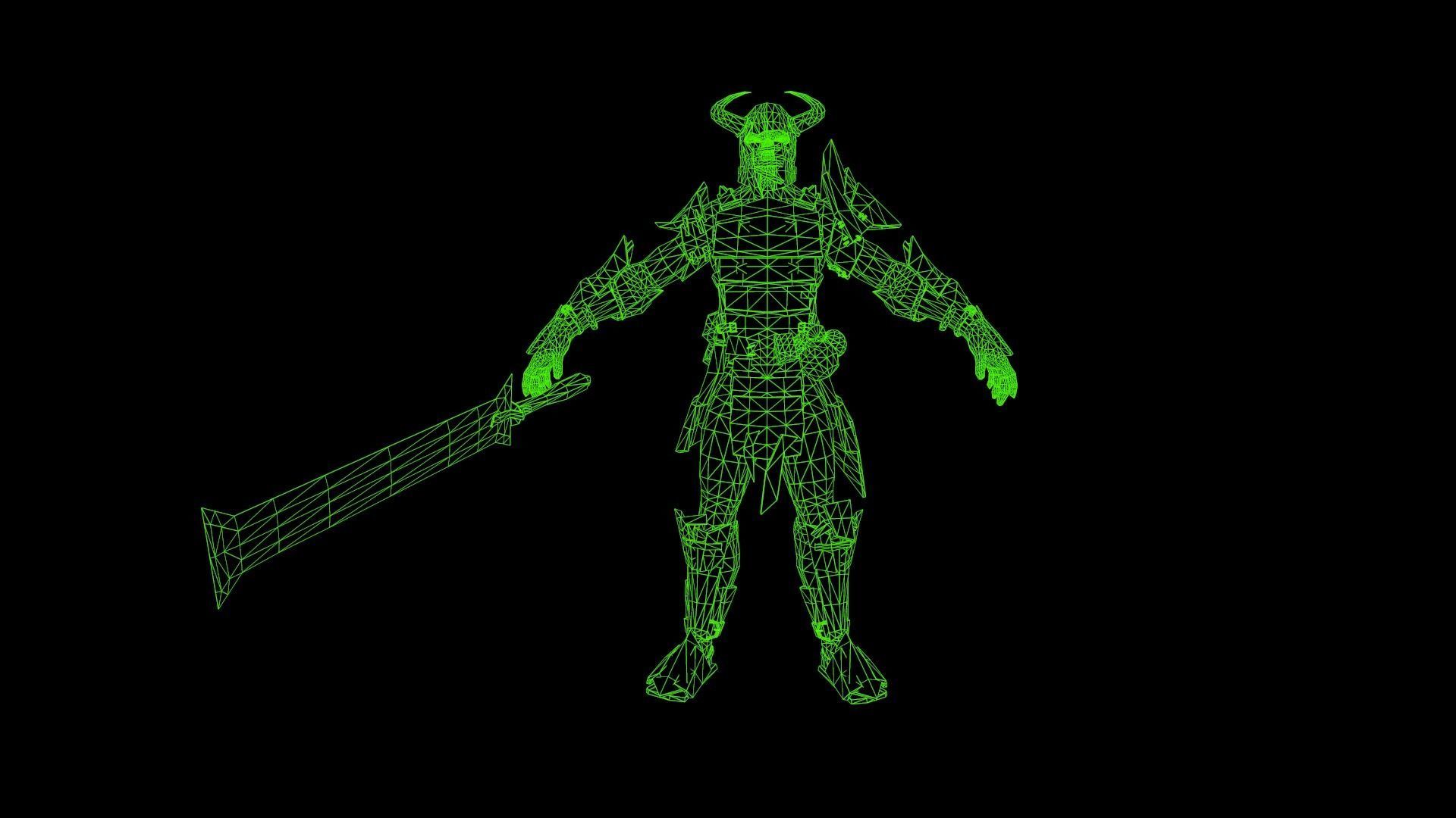 Ork fighter Low-poly 3D model_12