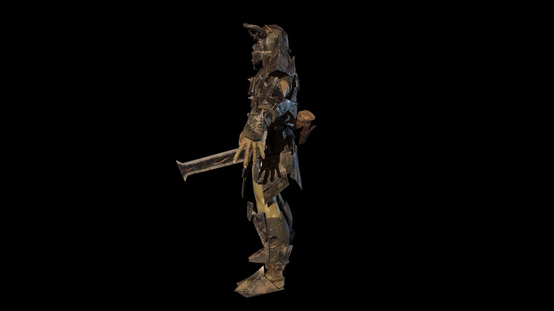 Ork fighter Low-poly 3D model_16