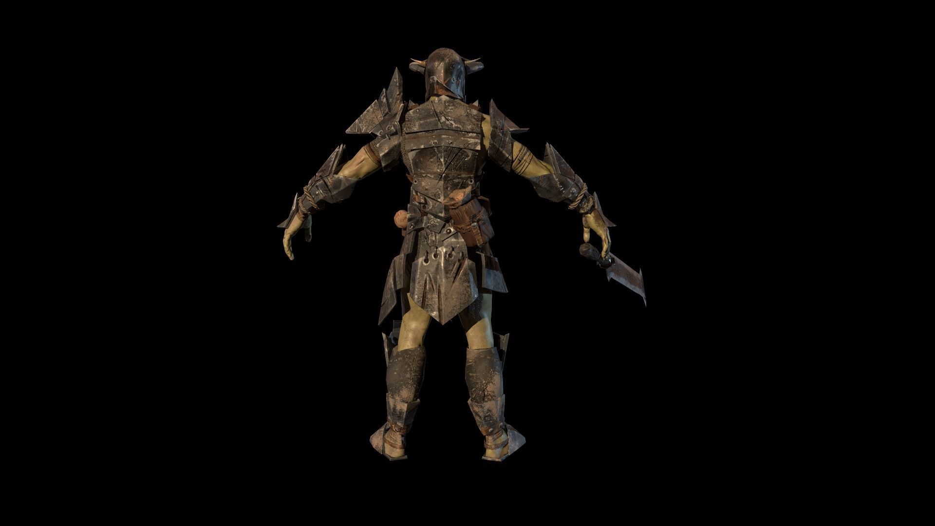 Ork fighter Low-poly 3D model_15