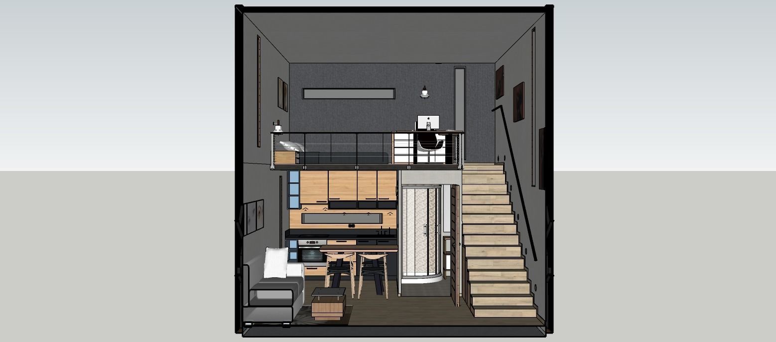 modern-contemporary micro house on 22 m2 Low-poly 3D model_13