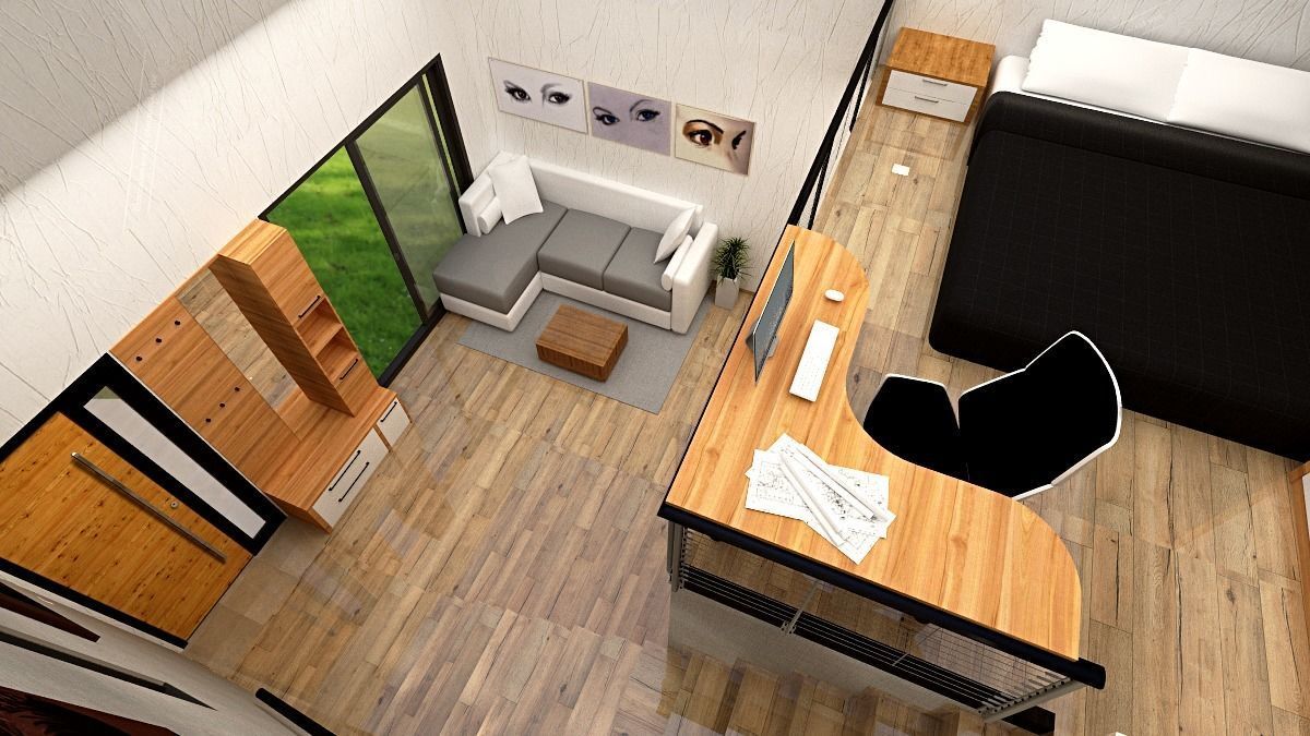 modern-contemporary micro house on 22 m2 Low-poly 3D model_6