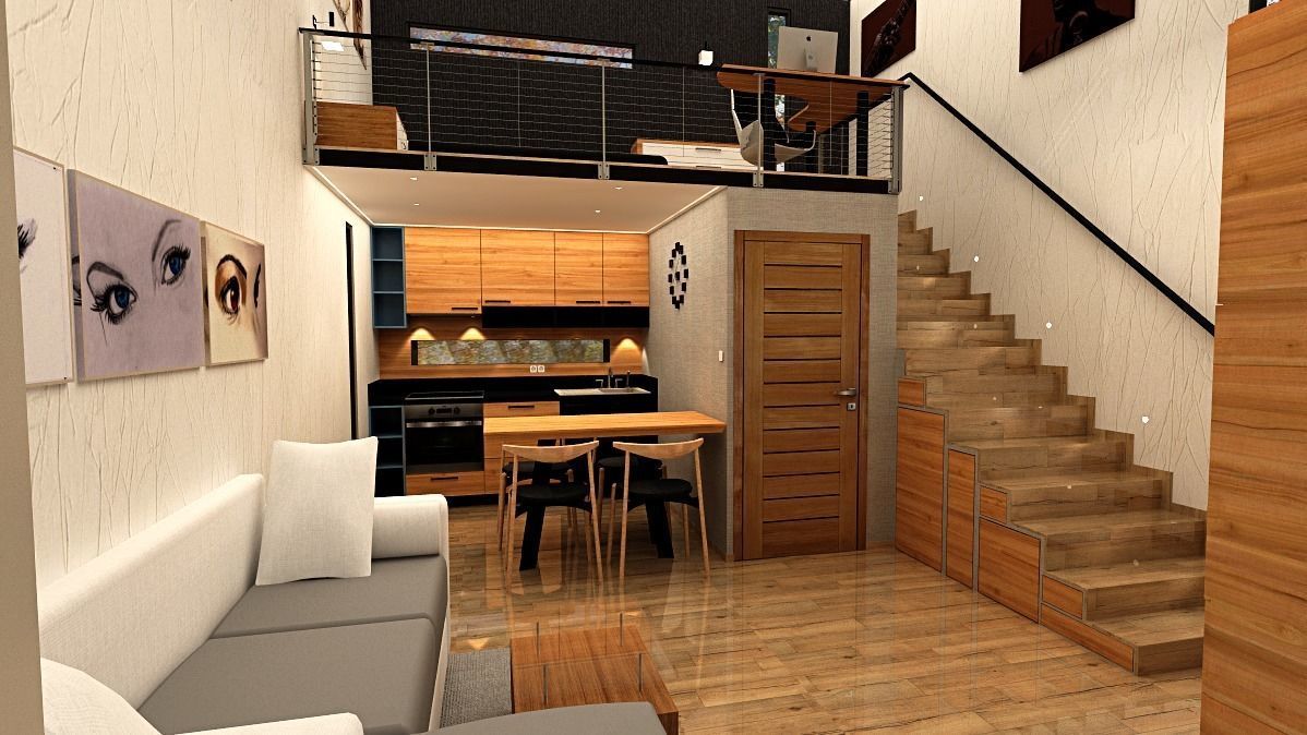 modern-contemporary micro house on 22 m2 Low-poly 3D model_2