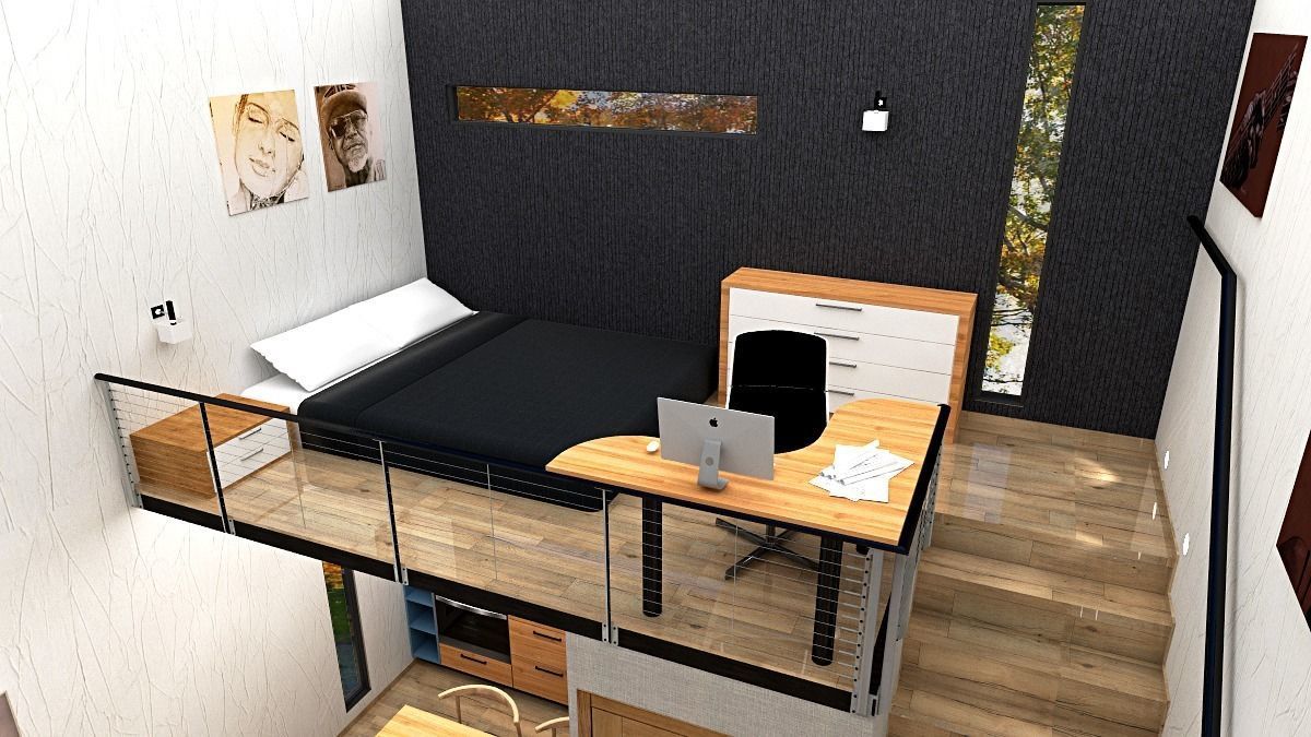 modern-contemporary micro house on 22 m2 Low-poly 3D model_12