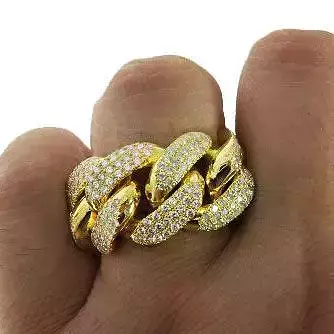 large Diamond cuban link ring 15mm