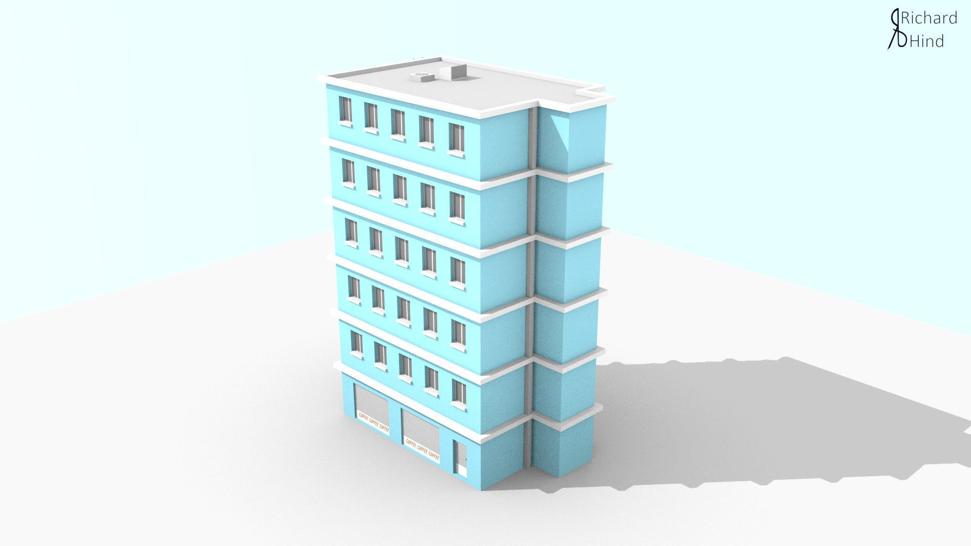 low poly apartment building Free low-poly 3D model_5