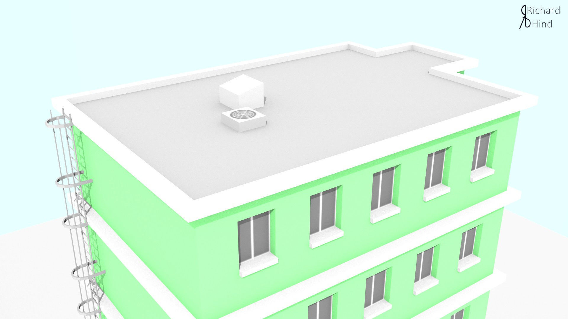 low poly apartment building Free low-poly 3D model_13