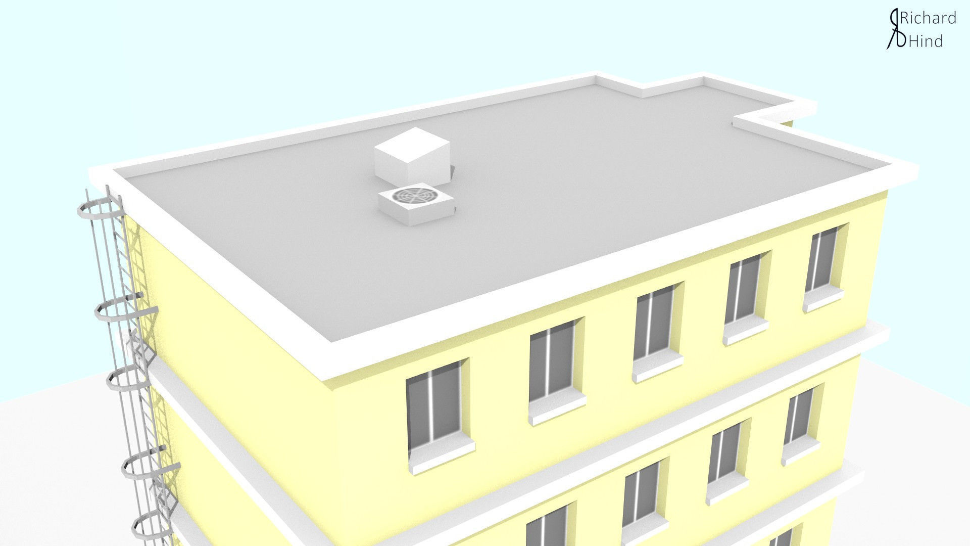low poly apartment building Free low-poly 3D model_15