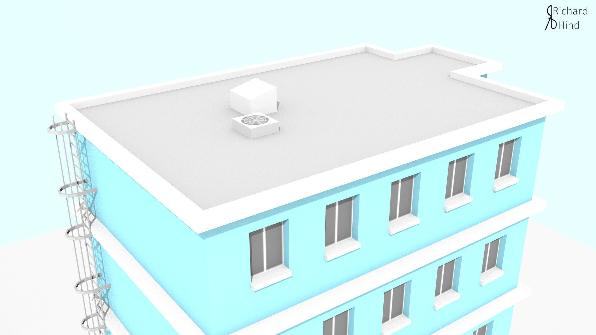 low poly apartment building Free low-poly 3D model_14
