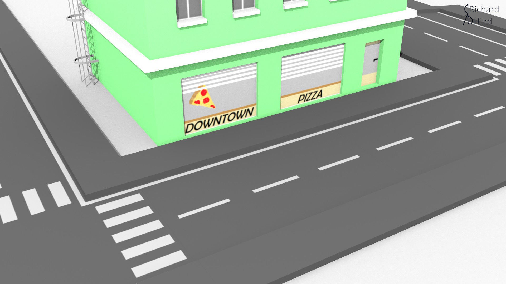 low poly apartment building Free low-poly 3D model_10