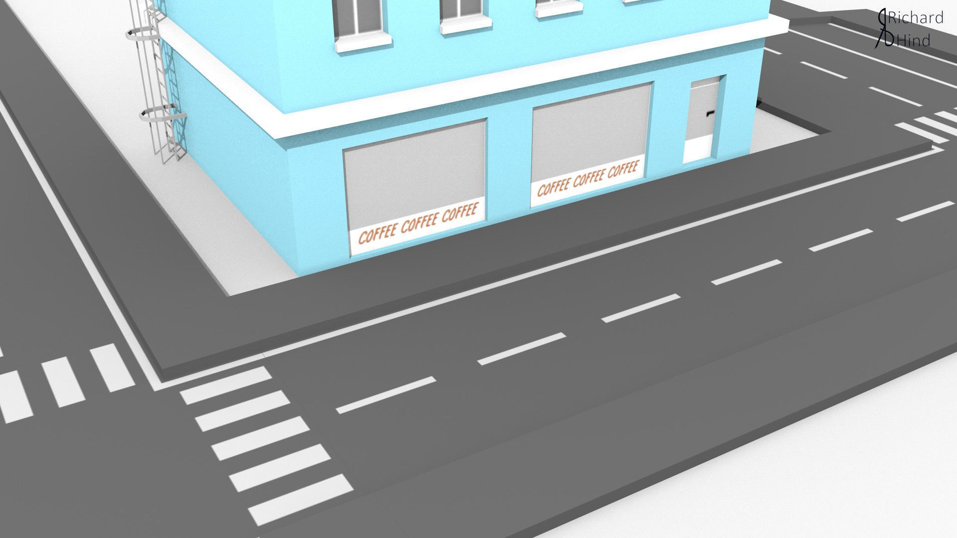 low poly apartment building Free low-poly 3D model_11