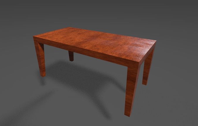 Rectangular Wood Kitchen Table UE4 ready Low-poly 3D model
