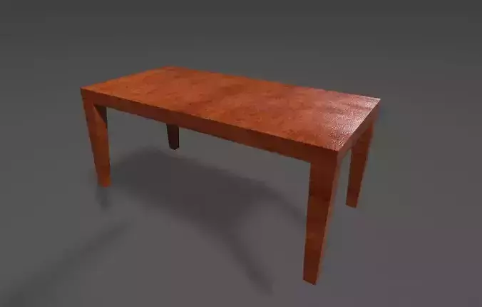 Rectangular Wood Kitchen Table UE4 ready Low-poly 3D model