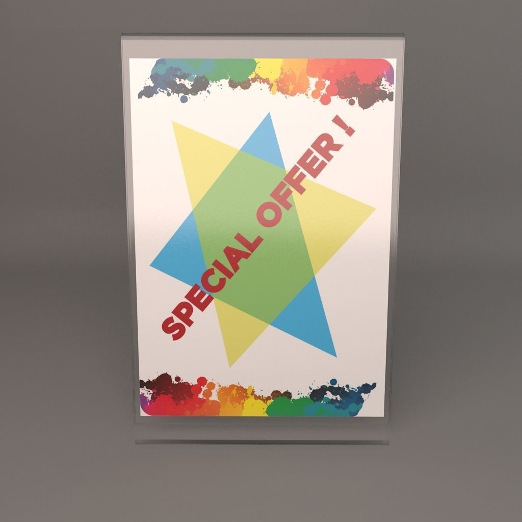 Tabletop Sign Holder Low-poly 3D model_1