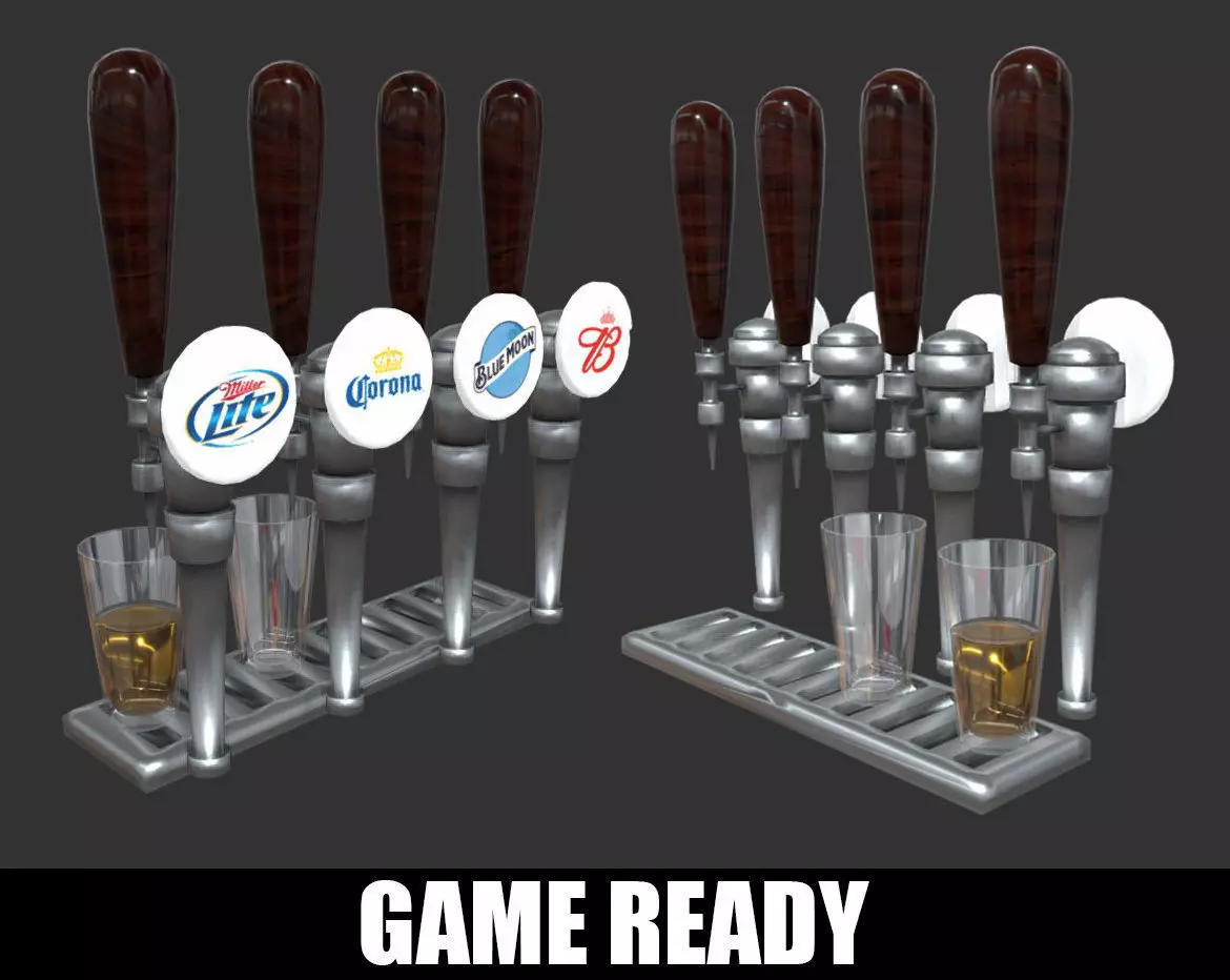 Beer Tap Glass Alcohol Liquor Low-poly 3D model_0