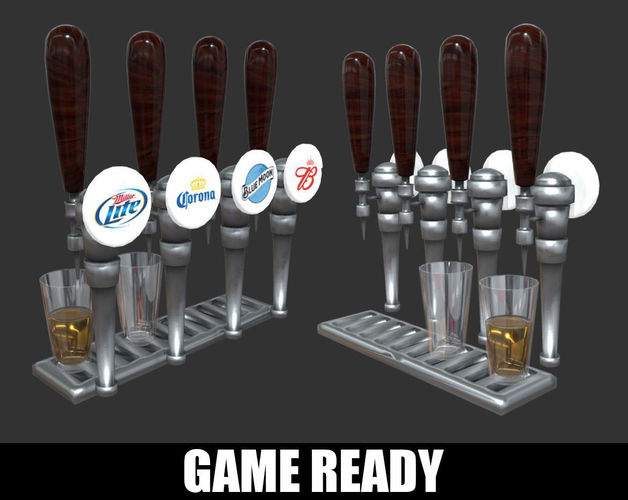 Beer Tap Glass Alcohol Liquor  Low-poly 3D model