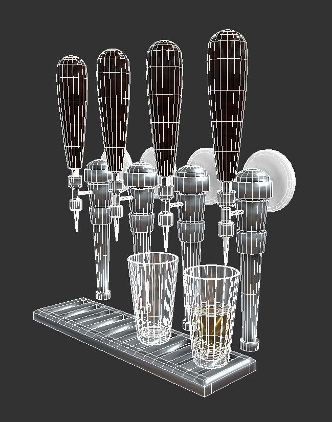 Beer Tap Glass Alcohol Liquor Low-poly 3D model_4
