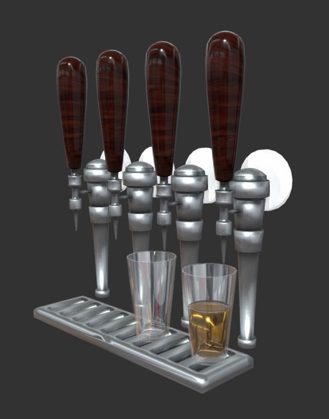 Beer Tap Glass Alcohol Liquor Low-poly 3D model_2