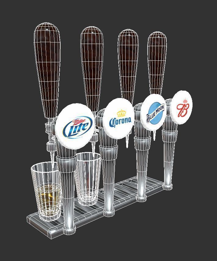 Beer Tap Glass Alcohol Liquor Low-poly 3D model_3