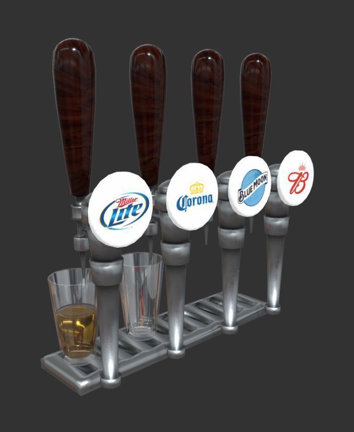 Beer Tap Glass Alcohol Liquor Low-poly 3D model_1