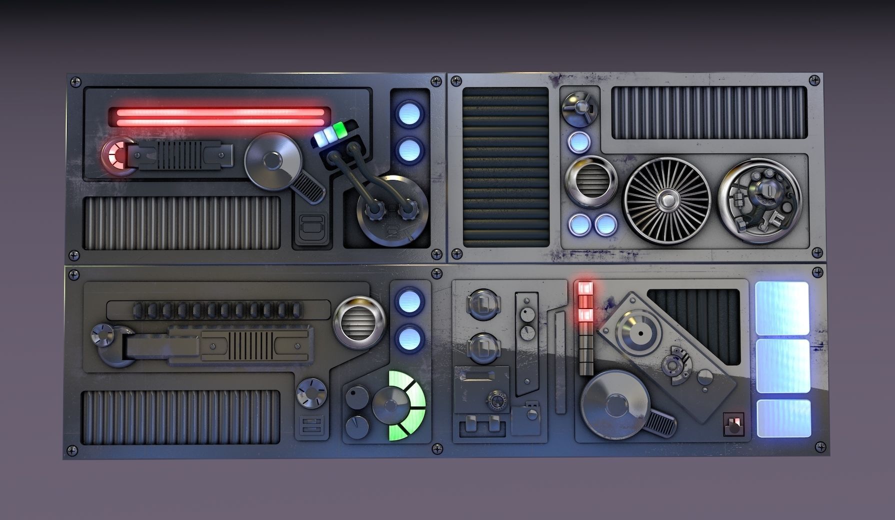 SciFi Space High Tech Wall Panel Custom 3D model_1