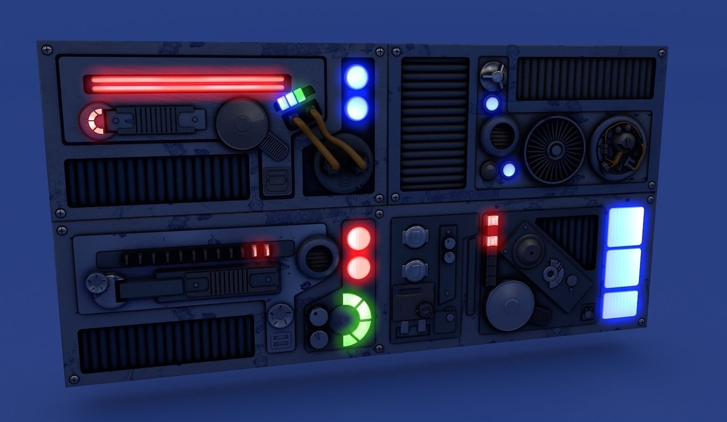 SciFi Space High Tech Wall Panel Custom 3D model_3