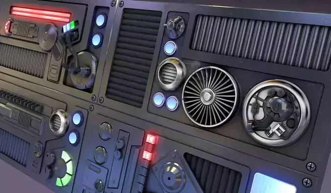 SciFi Space High Tech Wall Panel Custom 3D model