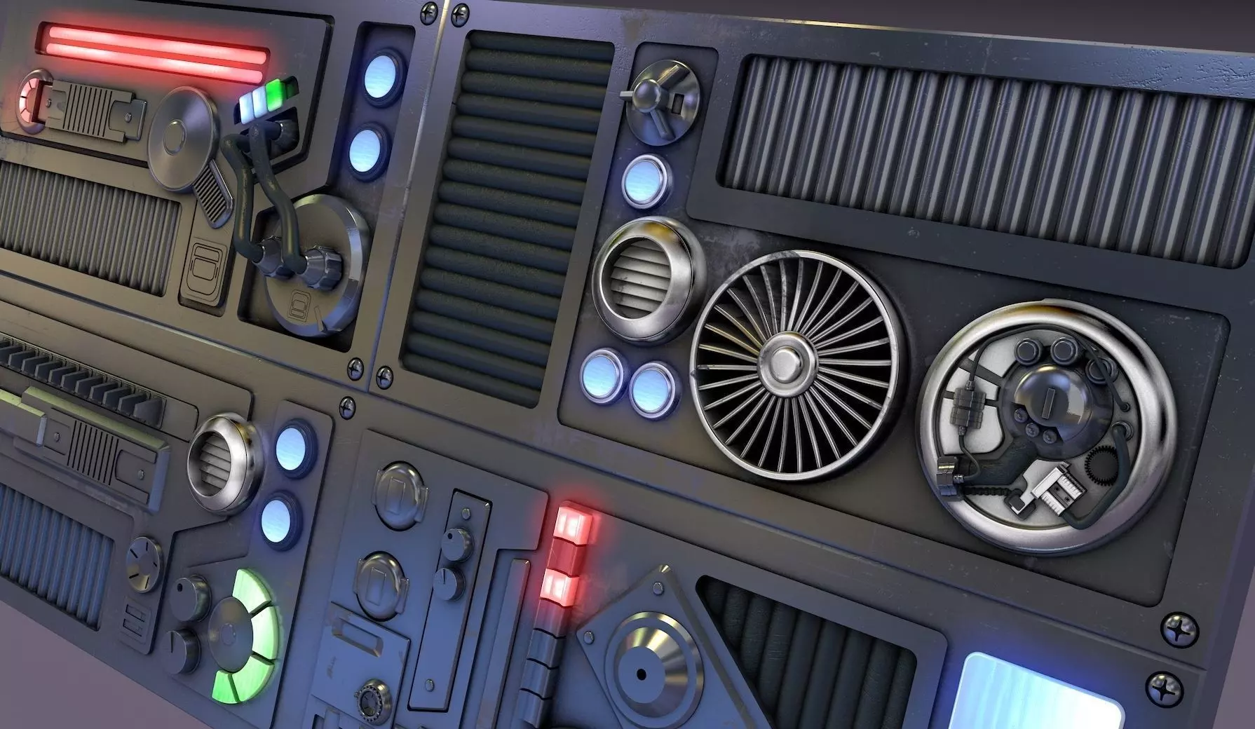 SciFi Space High Tech Wall Panel Custom 3D model_0