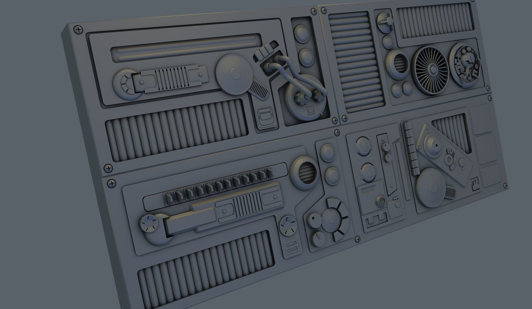 SciFi Space High Tech Wall Panel Custom 3D model_8