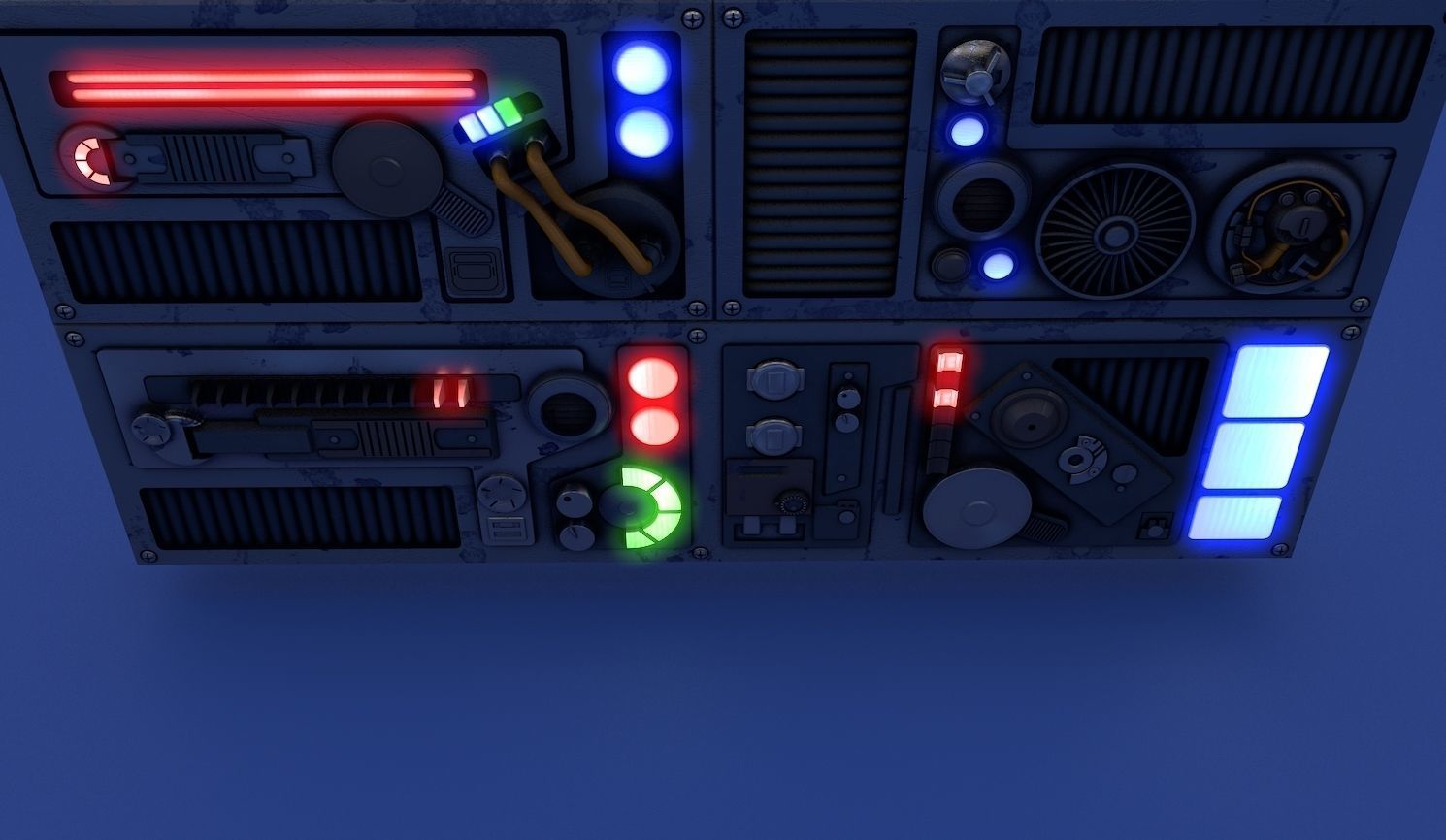 SciFi Space High Tech Wall Panel Custom 3D model_5