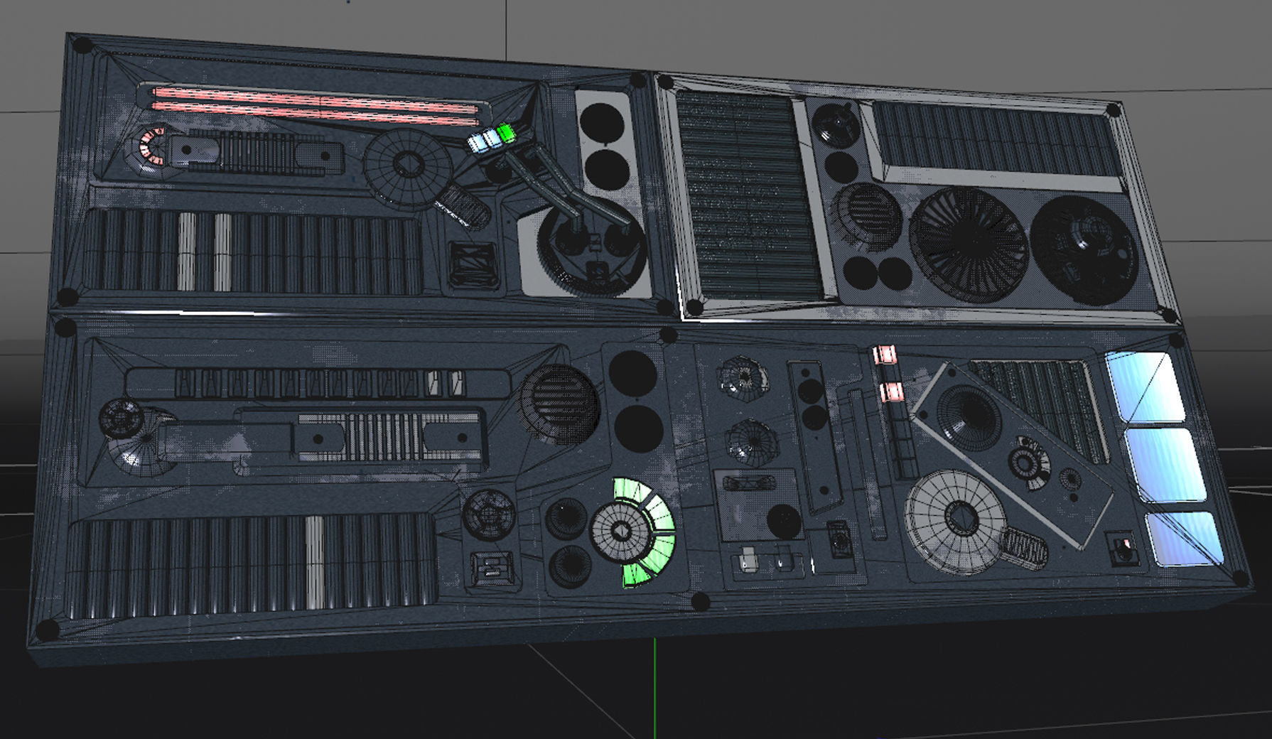 SciFi Space High Tech Wall Panel Custom 3D model_6