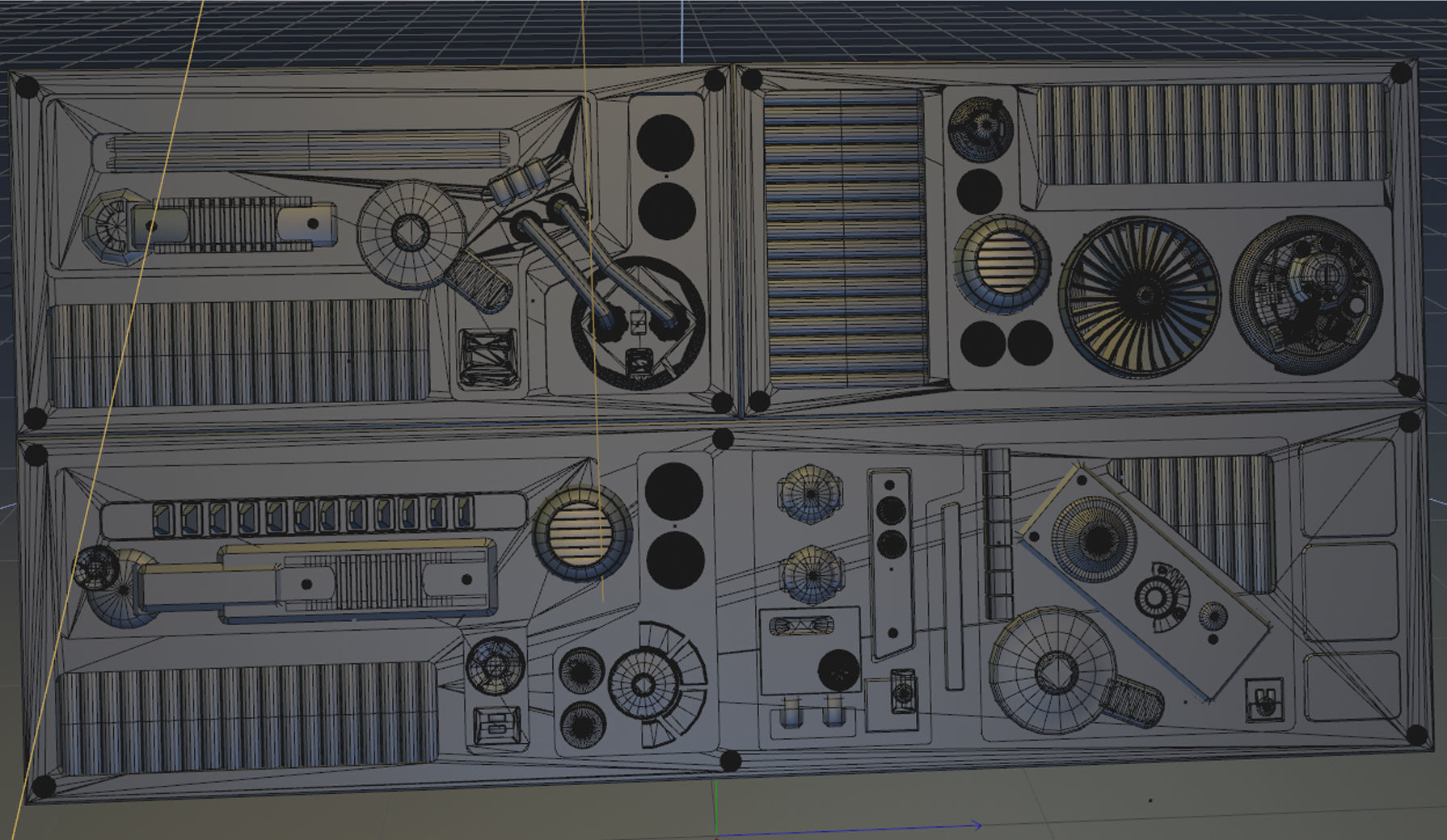 SciFi Space High Tech Wall Panel Custom 3D model_7