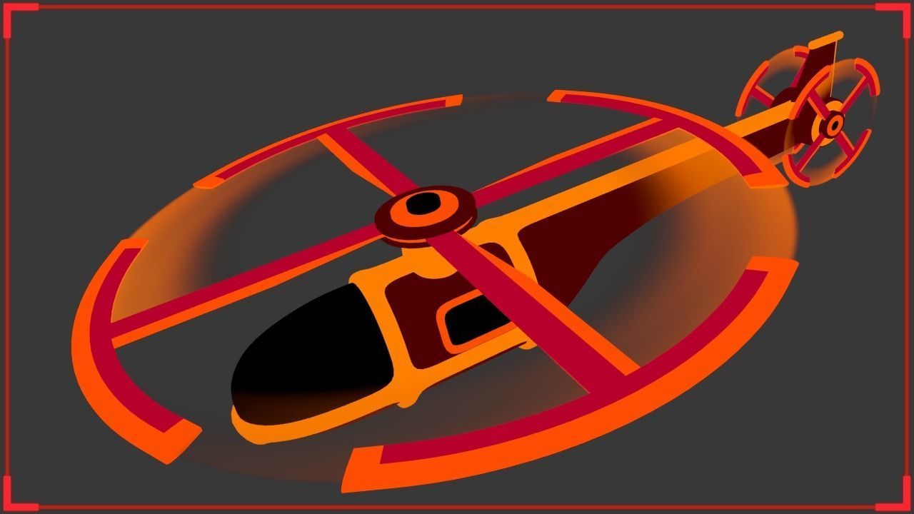 Neon Helicopter - Animated 3D model_2
