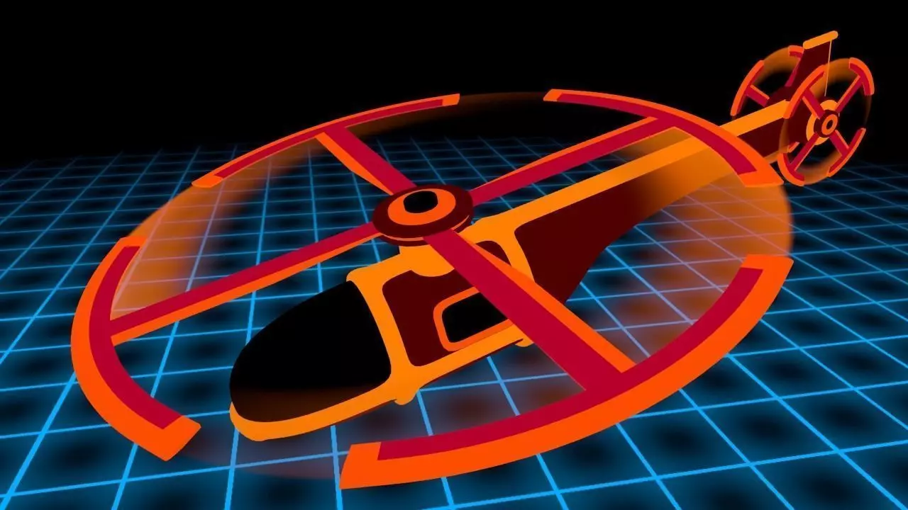 Neon Helicopter - Animated 3D model_0