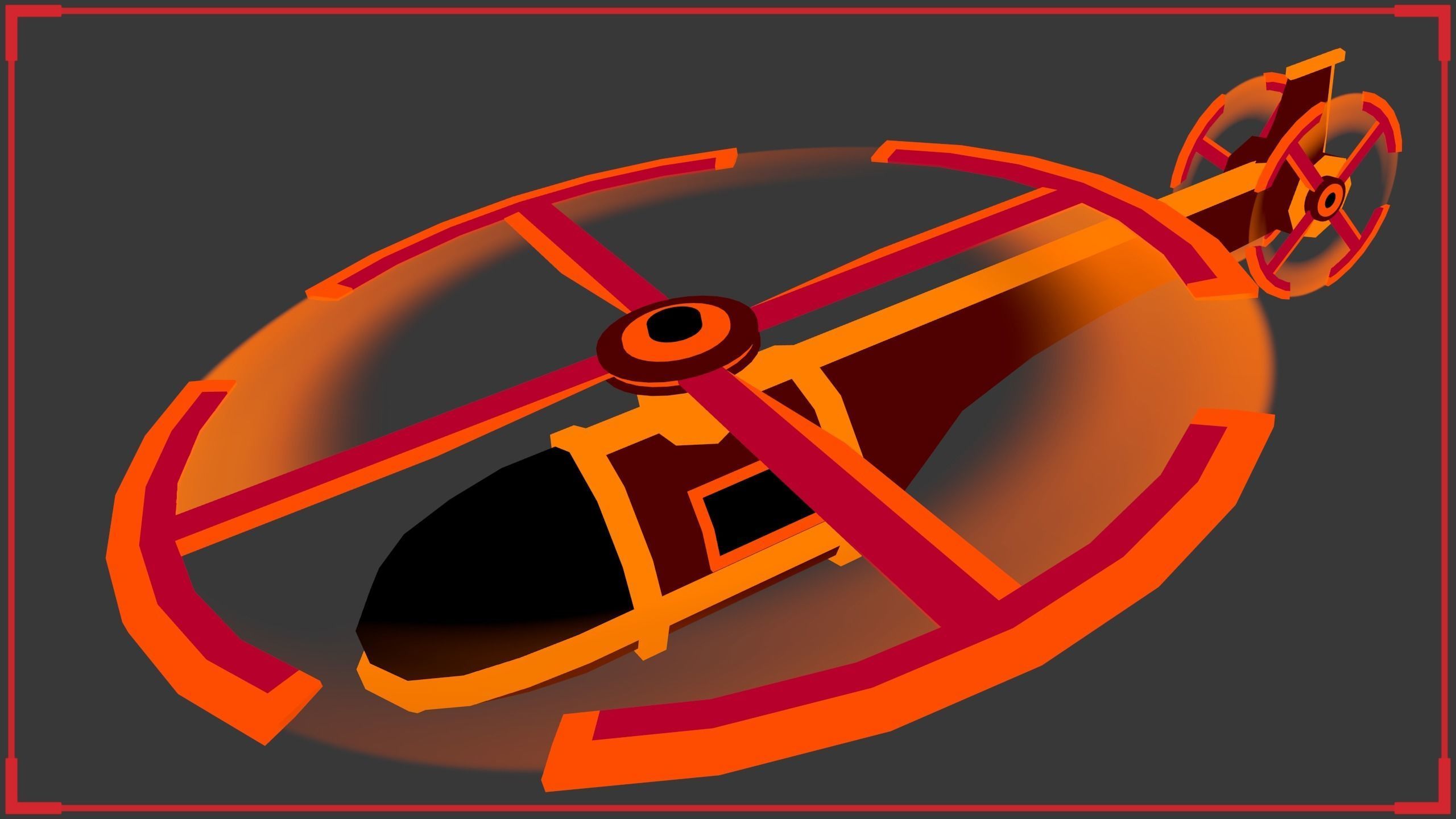 Neon Helicopter - Animated 3D model_8
