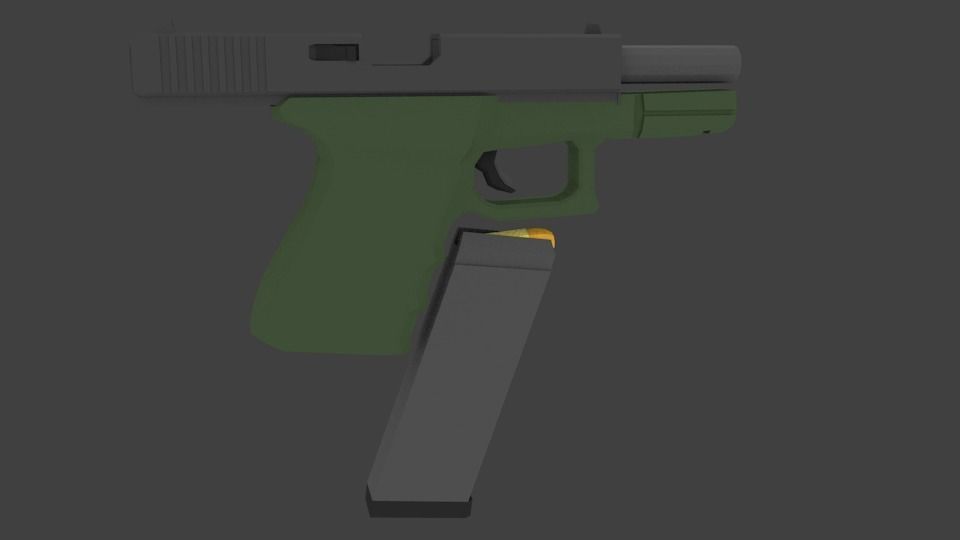 Lowpoly Glock 19 Low-poly 3D model_1