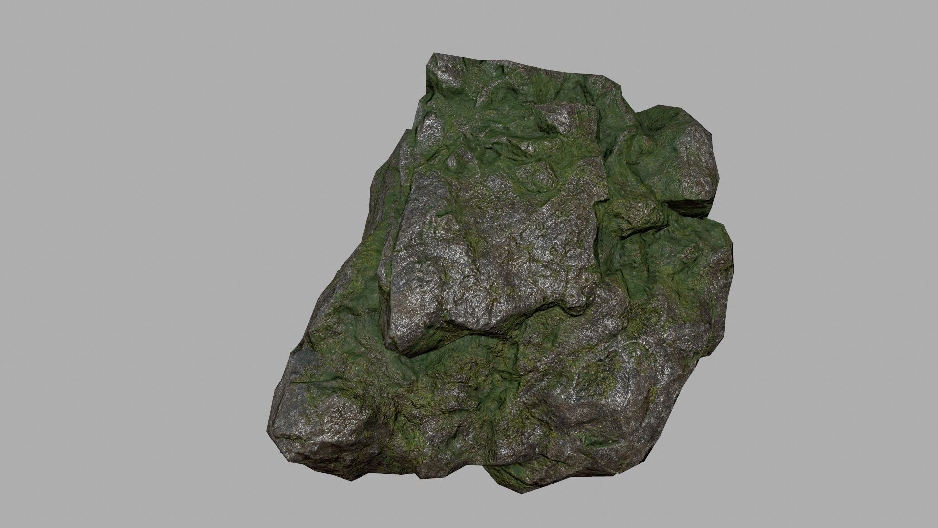 mossy rock set Low-poly 3D model_16