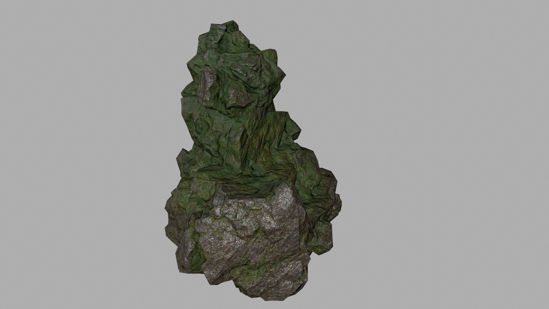 mossy rock set Low-poly 3D model_6