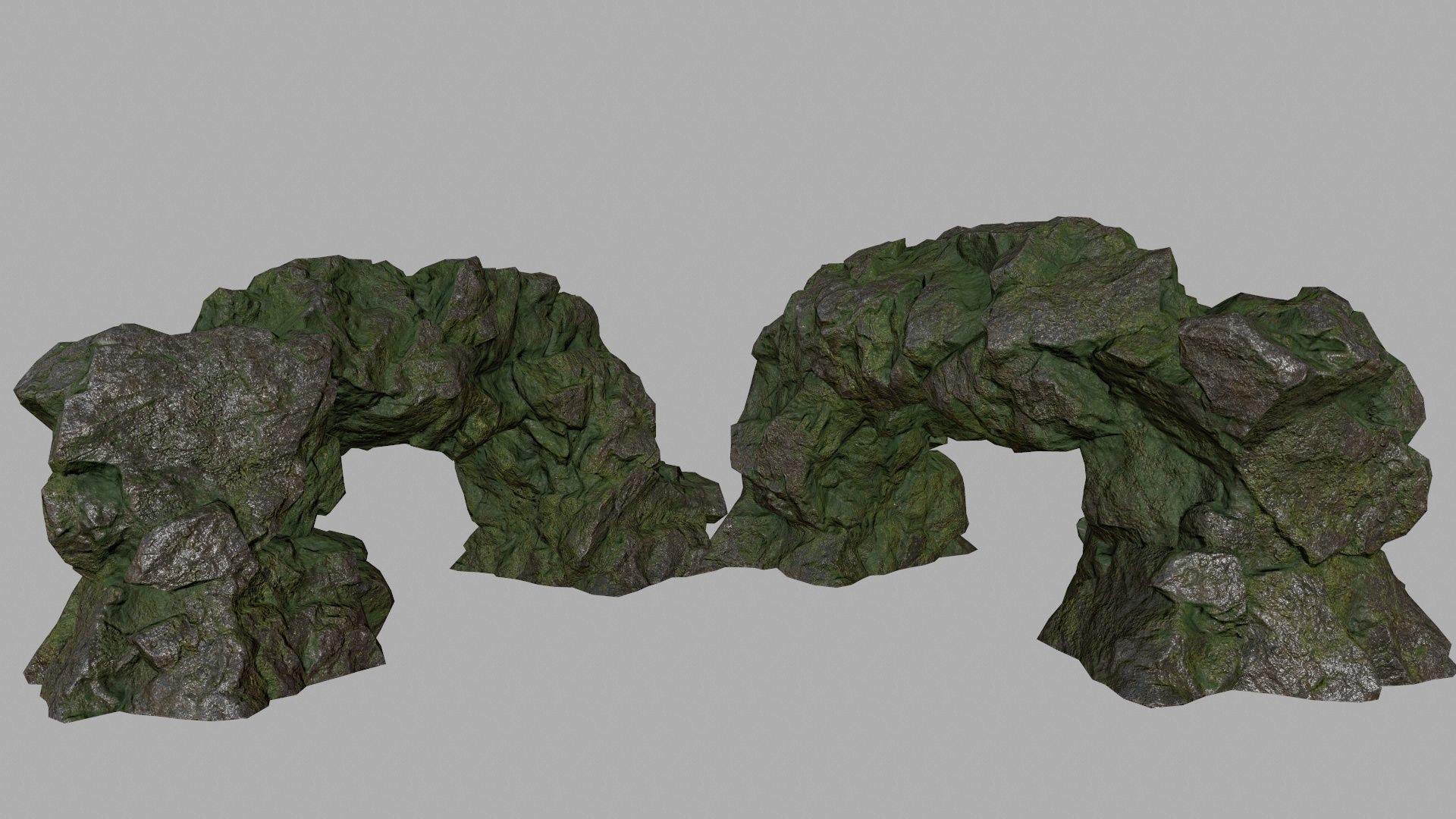 mossy rock set Low-poly 3D model_9