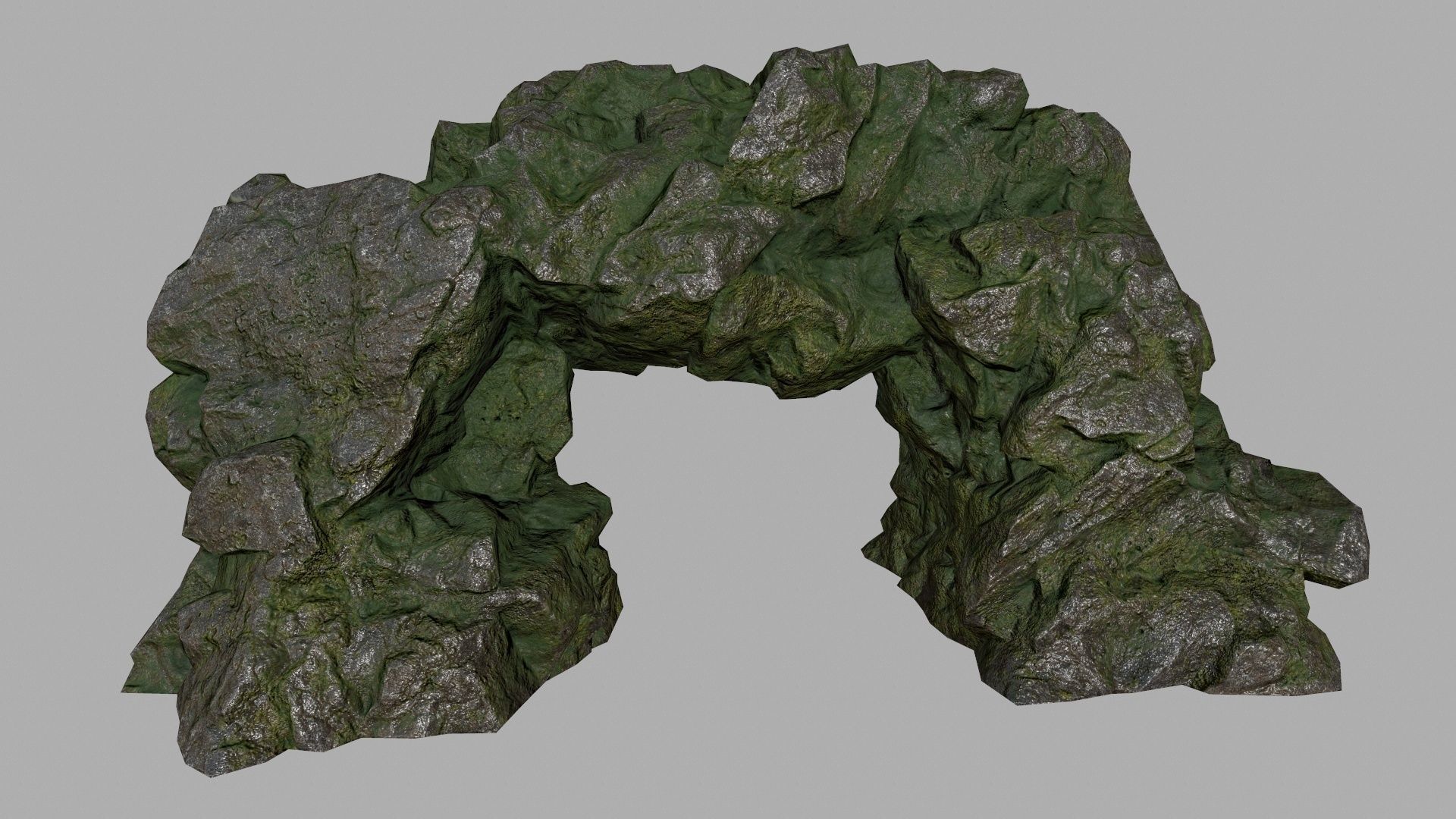 mossy rock set Low-poly 3D model_8