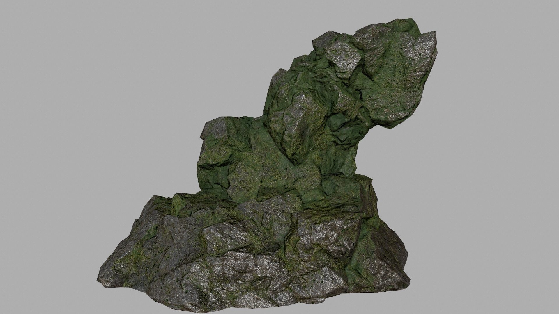 mossy rock set Low-poly 3D model_14