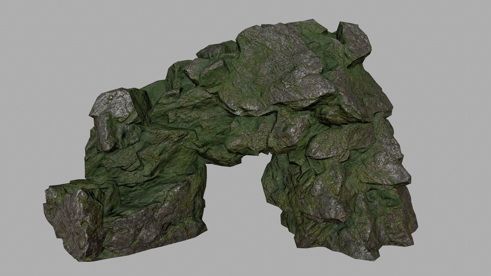 mossy rock set Low-poly 3D model_12