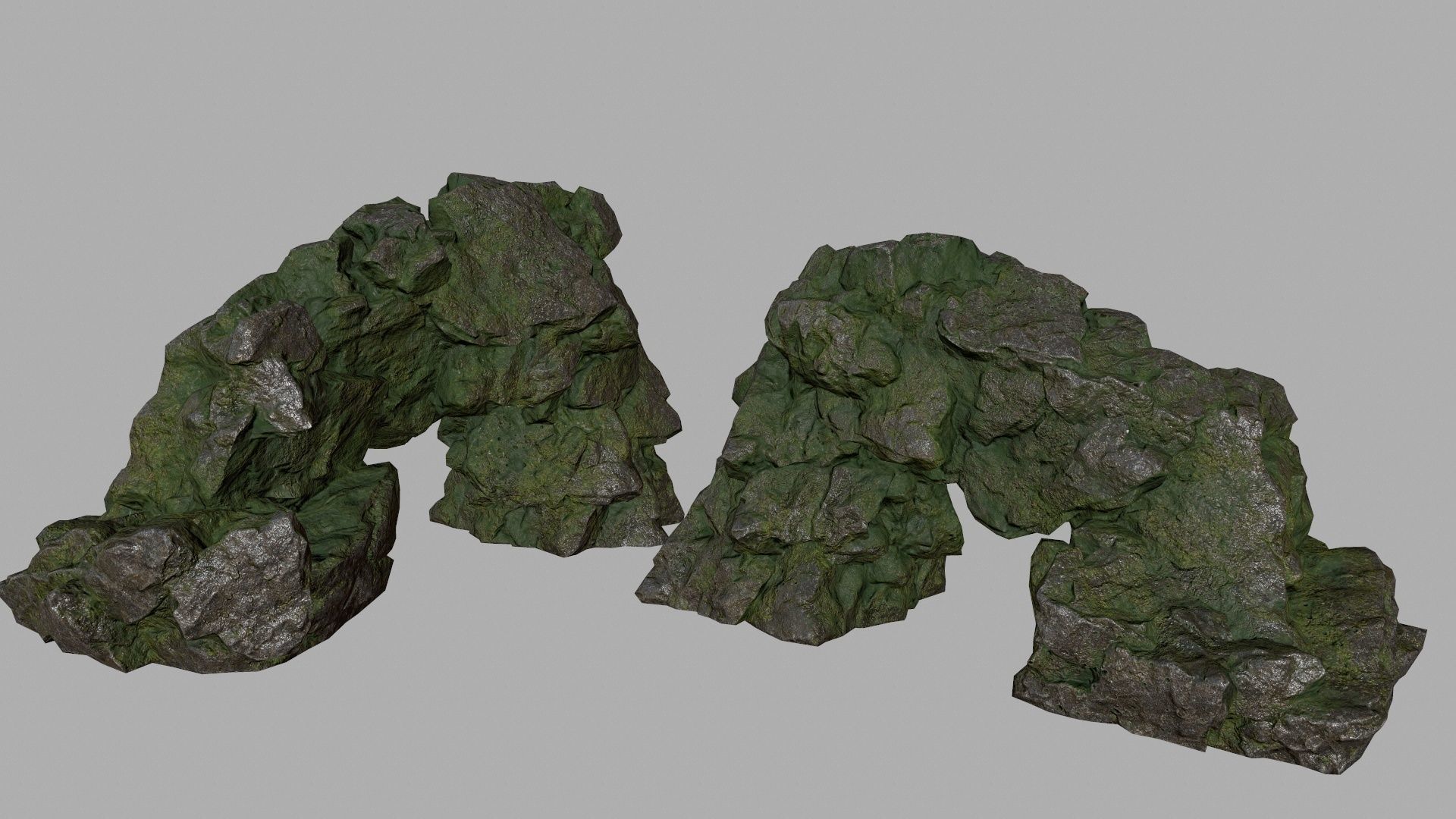 mossy rock set Low-poly 3D model_13