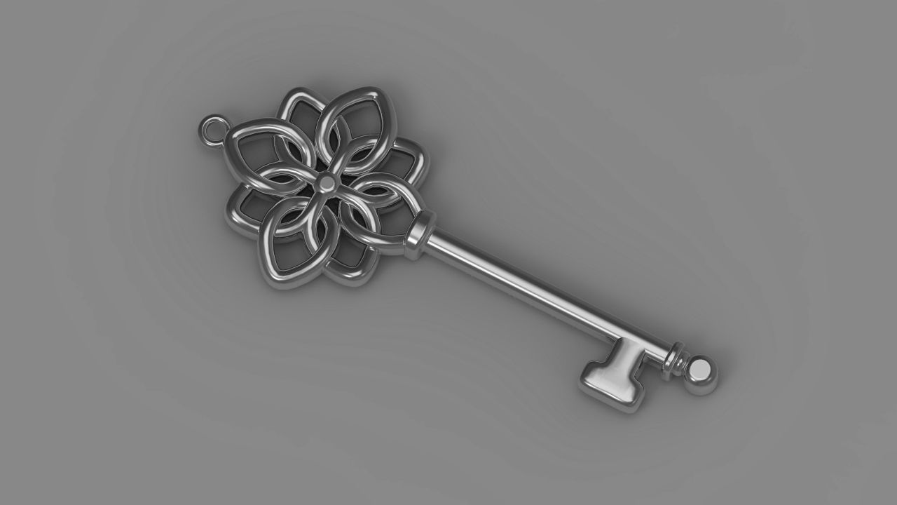 Pendant key 3d print model Diamonds necklace printable stl 3dm 3D print model_5