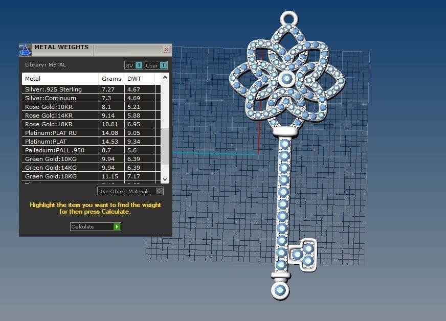 Pendant key 3d print model Diamonds necklace printable stl 3dm 3D print model_6