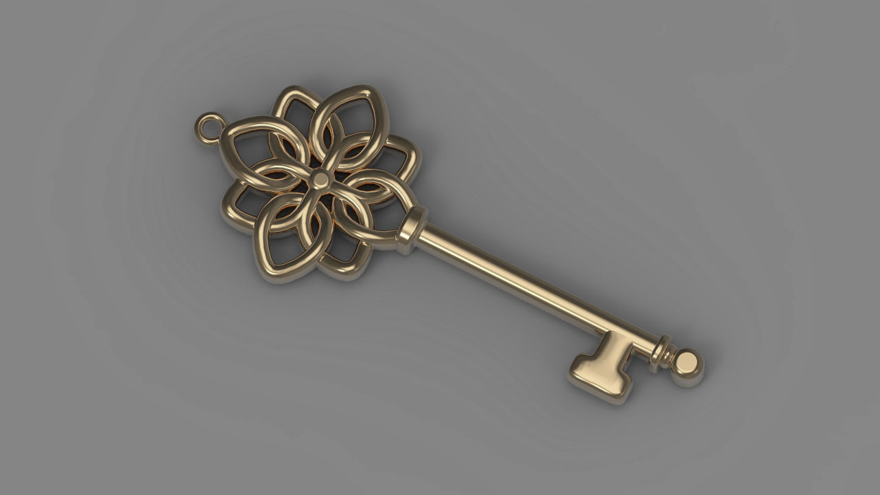 Pendant key 3d print model Diamonds necklace printable stl 3dm 3D print model_1