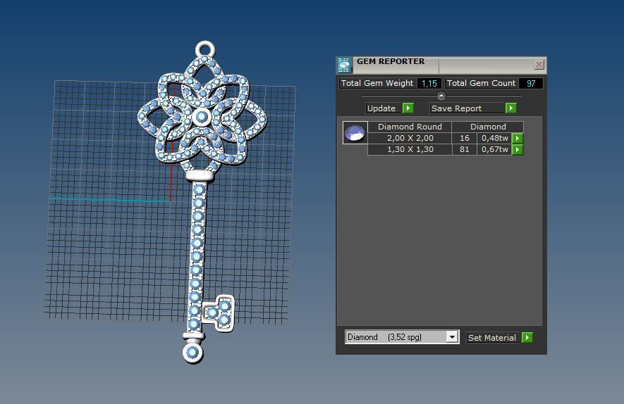 Pendant key 3d print model Diamonds necklace printable stl 3dm 3D print model_8
